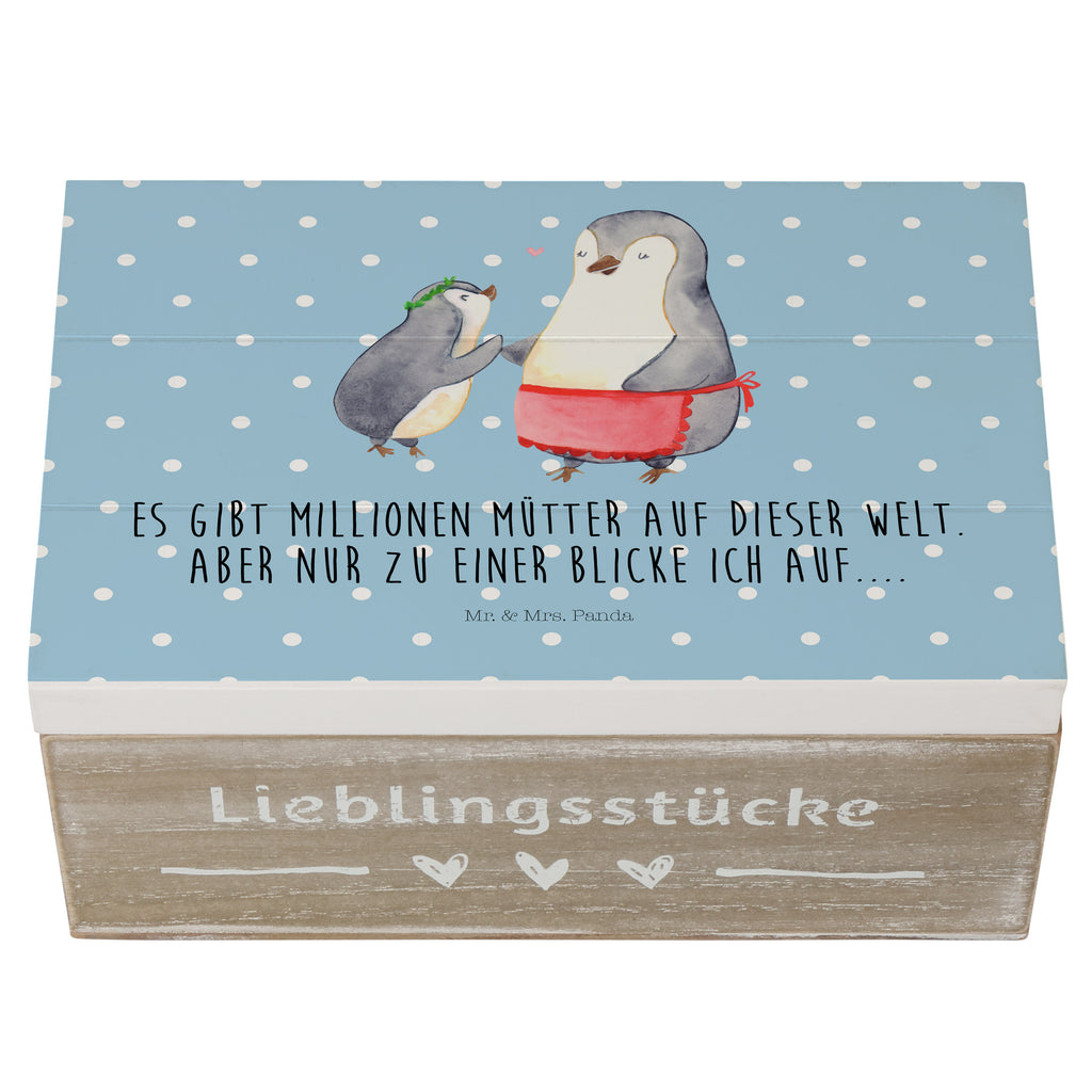 Holzkiste Pinguin mit Kind Holzkiste, Kiste, Schatzkiste, Truhe, Schatulle, XXL, Erinnerungsbox, Erinnerungskiste, Dekokiste, Aufbewahrungsbox, Familie, Vatertag, Muttertag, Bruder, Schwester, Mama, Papa, Oma, Opa, Geschenk, Mami, Mutti, Mutter, Geburststag