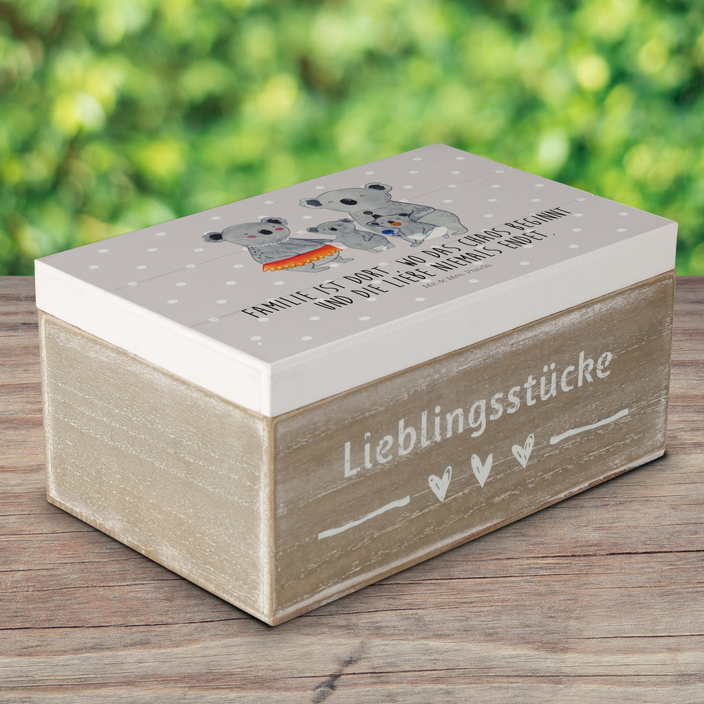 Holzkiste Koala Familie Holzkiste, Kiste, Schatzkiste, Truhe, Schatulle, XXL, Erinnerungsbox, Erinnerungskiste, Dekokiste, Aufbewahrungsbox, Familie, Vatertag, Muttertag, Bruder, Schwester, Mama, Papa, Oma, Opa, Koala, Koalas, Family, Kinder, Geschwister, Familienleben