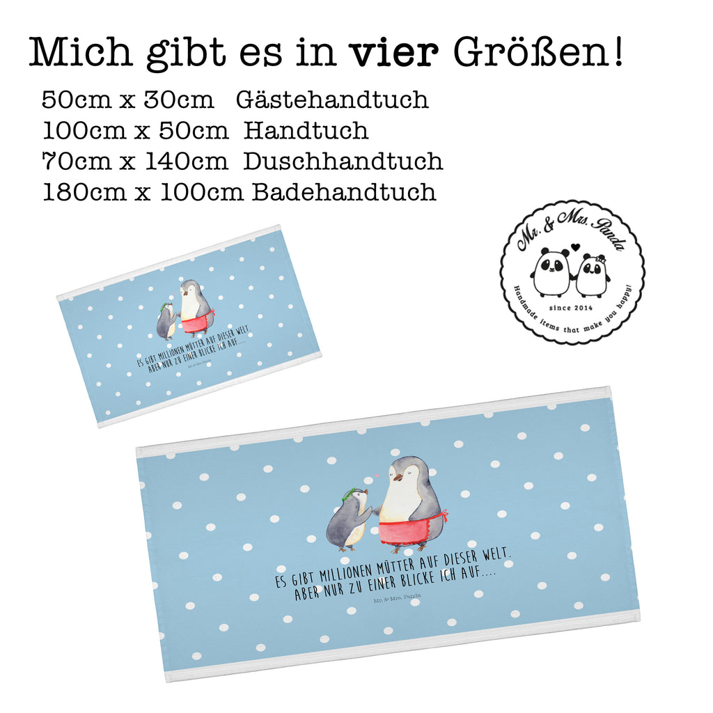 50 x 100 Handtuch Pinguin mit Kind Handtuch, Badehandtuch, Badezimmer, Handtücher, groß, Kinder, Baby, Familie, Vatertag, Muttertag, Bruder, Schwester, Mama, Papa, Oma, Opa, Geschenk, Mami, Mutti, Mutter, Geburststag