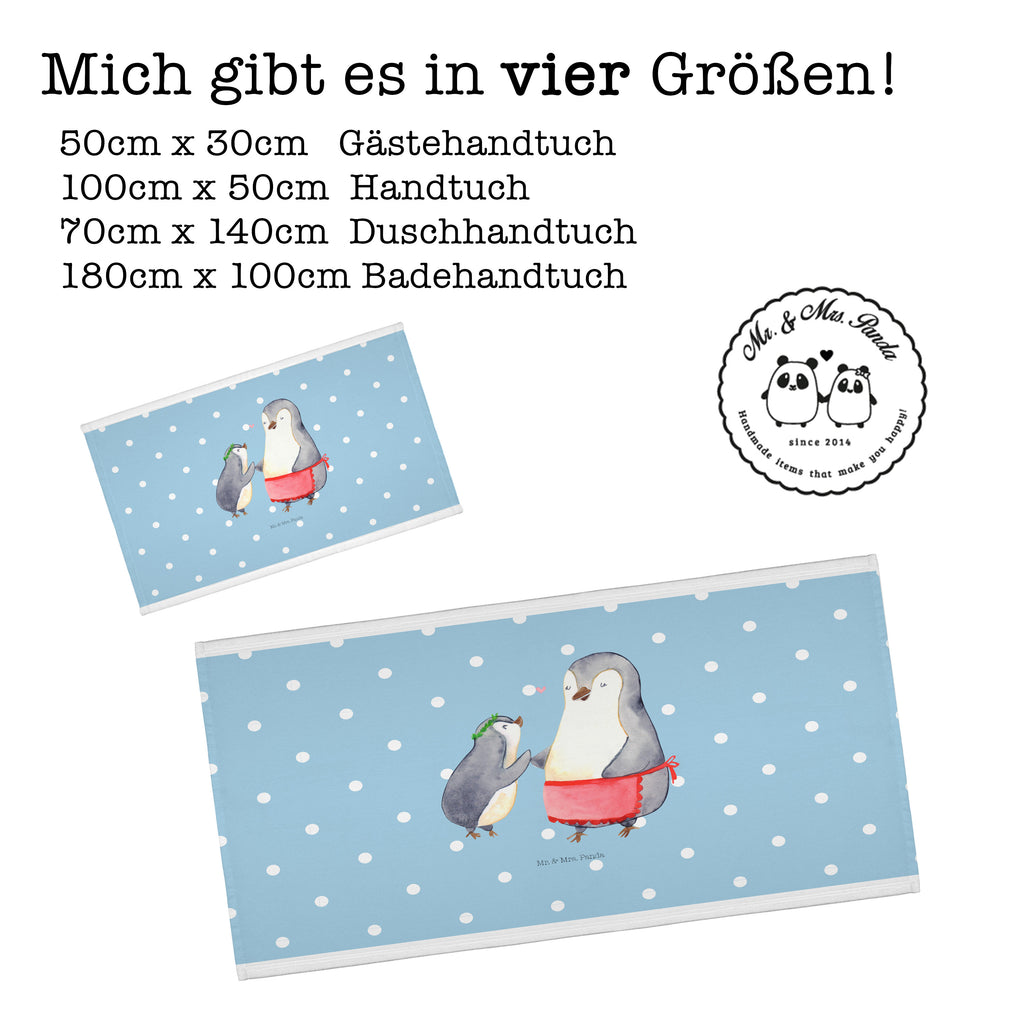 50 x 100 Handtuch Pinguin mit Kind Handtuch, Badehandtuch, Badezimmer, Handtücher, groß, Kinder, Baby, Familie, Vatertag, Muttertag, Bruder, Schwester, Mama, Papa, Oma, Opa, Geschenk, Mami, Mutti, Mutter, Geburststag
