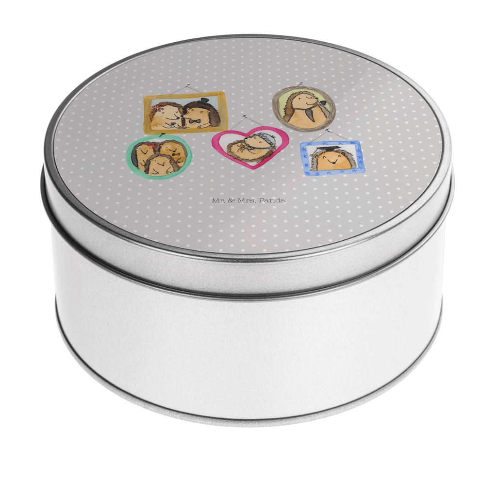 Blechdose rund Igel Familie Metalldose, Keksdose, Dose, Vorratsdose, Geschenkbox, Familie, Vatertag, Muttertag, Bruder, Schwester, Mama, Papa, Oma, Opa, Liebe, Igel, Bilder, Zusammenhalt, Glück
