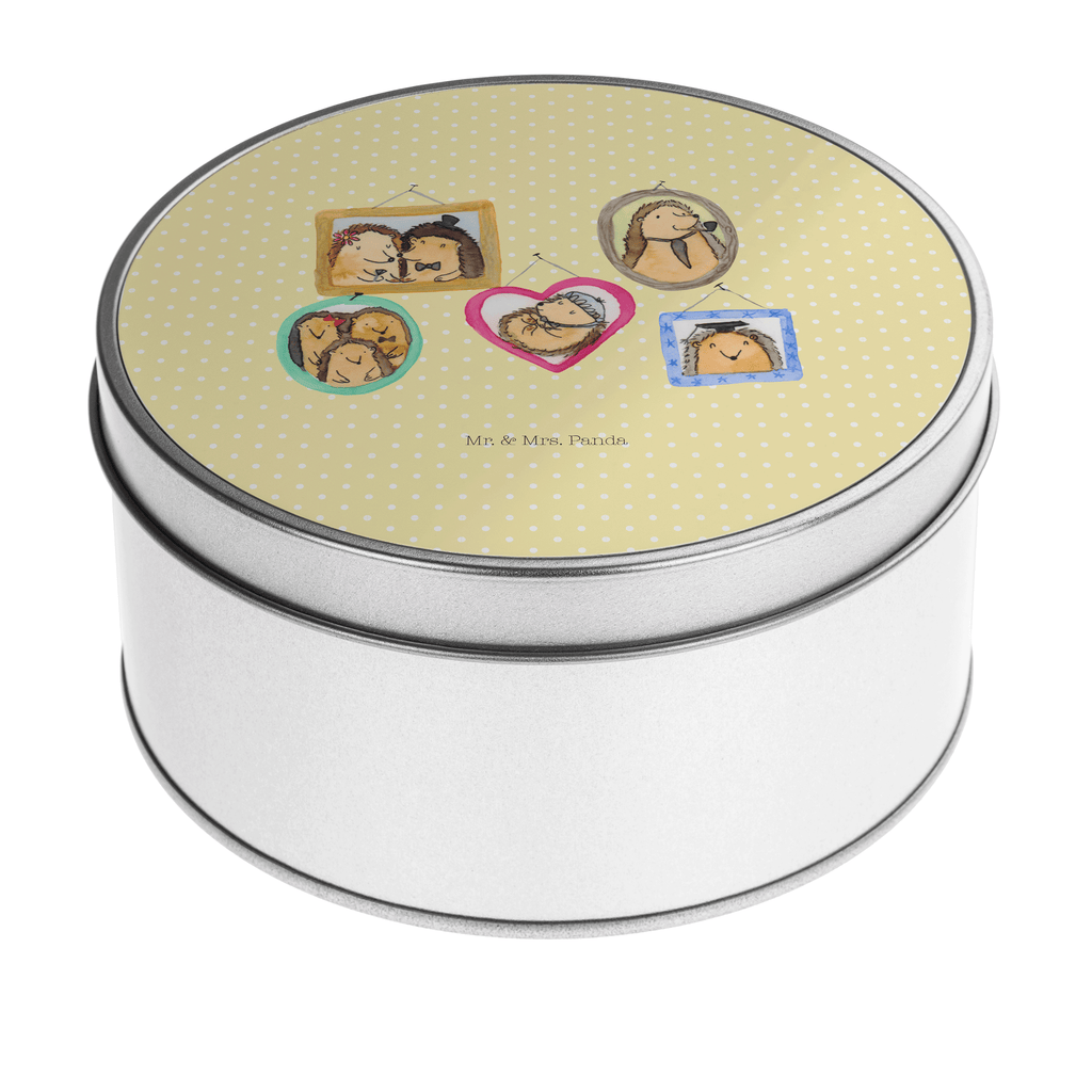 Blechdose rund Igel Familie Metalldose, Keksdose, Dose, Vorratsdose, Geschenkbox, Familie, Vatertag, Muttertag, Bruder, Schwester, Mama, Papa, Oma, Opa, Liebe, Igel, Bilder, Zusammenhalt, Glück