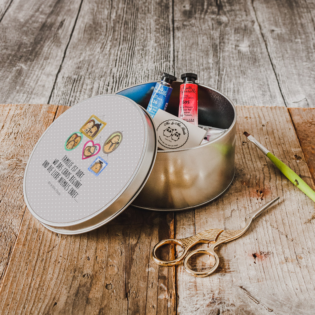 Blechdose rund Igel Familie Metalldose, Keksdose, Dose, Vorratsdose, Geschenkbox, Familie, Vatertag, Muttertag, Bruder, Schwester, Mama, Papa, Oma, Opa, Liebe, Igel, Bilder, Zusammenhalt, Glück