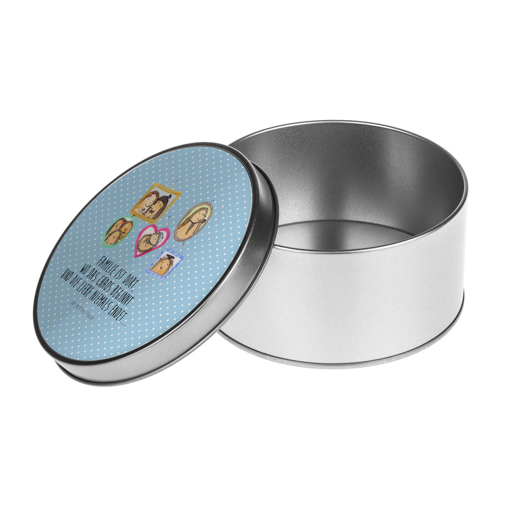Blechdose rund Igel Familie Metalldose, Keksdose, Dose, Vorratsdose, Geschenkbox, Familie, Vatertag, Muttertag, Bruder, Schwester, Mama, Papa, Oma, Opa, Liebe, Igel, Bilder, Zusammenhalt, Glück