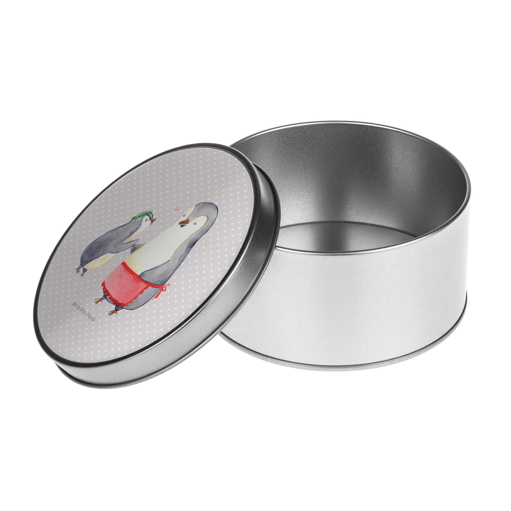 Blechdose rund Pinguin mit Kind Metalldose, Keksdose, Dose, Vorratsdose, Geschenkbox, Familie, Vatertag, Muttertag, Bruder, Schwester, Mama, Papa, Oma, Opa, Geschenk, Mami, Mutti, Mutter, Geburststag