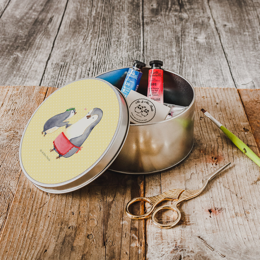 Blechdose rund Pinguin mit Kind Metalldose, Keksdose, Dose, Vorratsdose, Geschenkbox, Familie, Vatertag, Muttertag, Bruder, Schwester, Mama, Papa, Oma, Opa, Geschenk, Mami, Mutti, Mutter, Geburststag