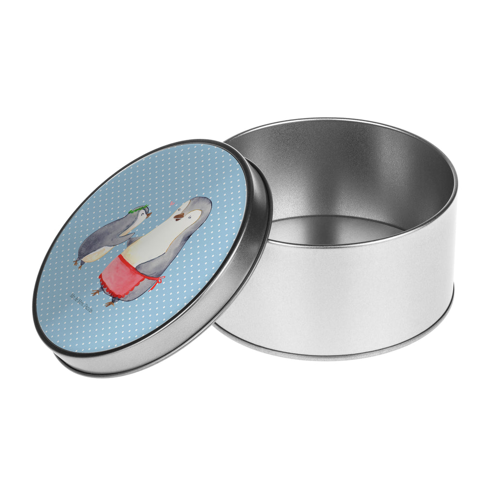 Blechdose rund Pinguin mit Kind Metalldose, Keksdose, Dose, Vorratsdose, Geschenkbox, Familie, Vatertag, Muttertag, Bruder, Schwester, Mama, Papa, Oma, Opa, Geschenk, Mami, Mutti, Mutter, Geburststag