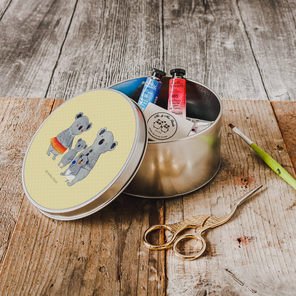 Blechdose rund Koala Familie Metalldose, Keksdose, Dose, Vorratsdose, Geschenkbox, Familie, Vatertag, Muttertag, Bruder, Schwester, Mama, Papa, Oma, Opa, Koala, Koalas, Family, Kinder, Geschwister, Familienleben