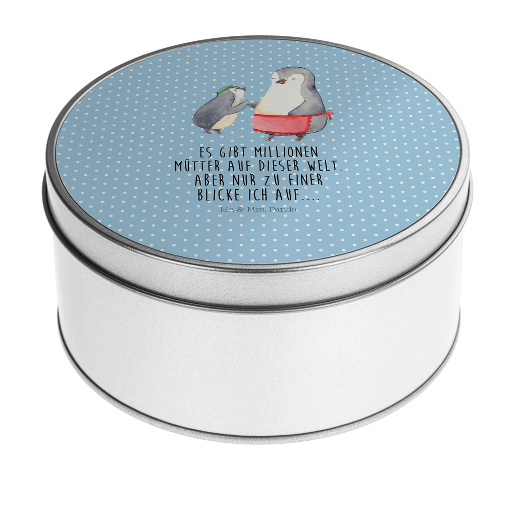Blechdose rund Pinguin mit Kind Metalldose, Keksdose, Dose, Vorratsdose, Geschenkbox, Familie, Vatertag, Muttertag, Bruder, Schwester, Mama, Papa, Oma, Opa, Geschenk, Mami, Mutti, Mutter, Geburststag