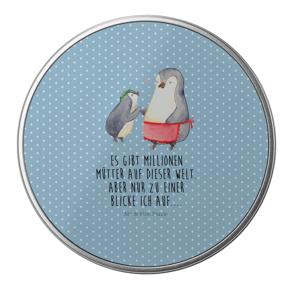 Blechdose rund Pinguin mit Kind Metalldose, Keksdose, Dose, Vorratsdose, Geschenkbox, Familie, Vatertag, Muttertag, Bruder, Schwester, Mama, Papa, Oma, Opa, Geschenk, Mami, Mutti, Mutter, Geburststag