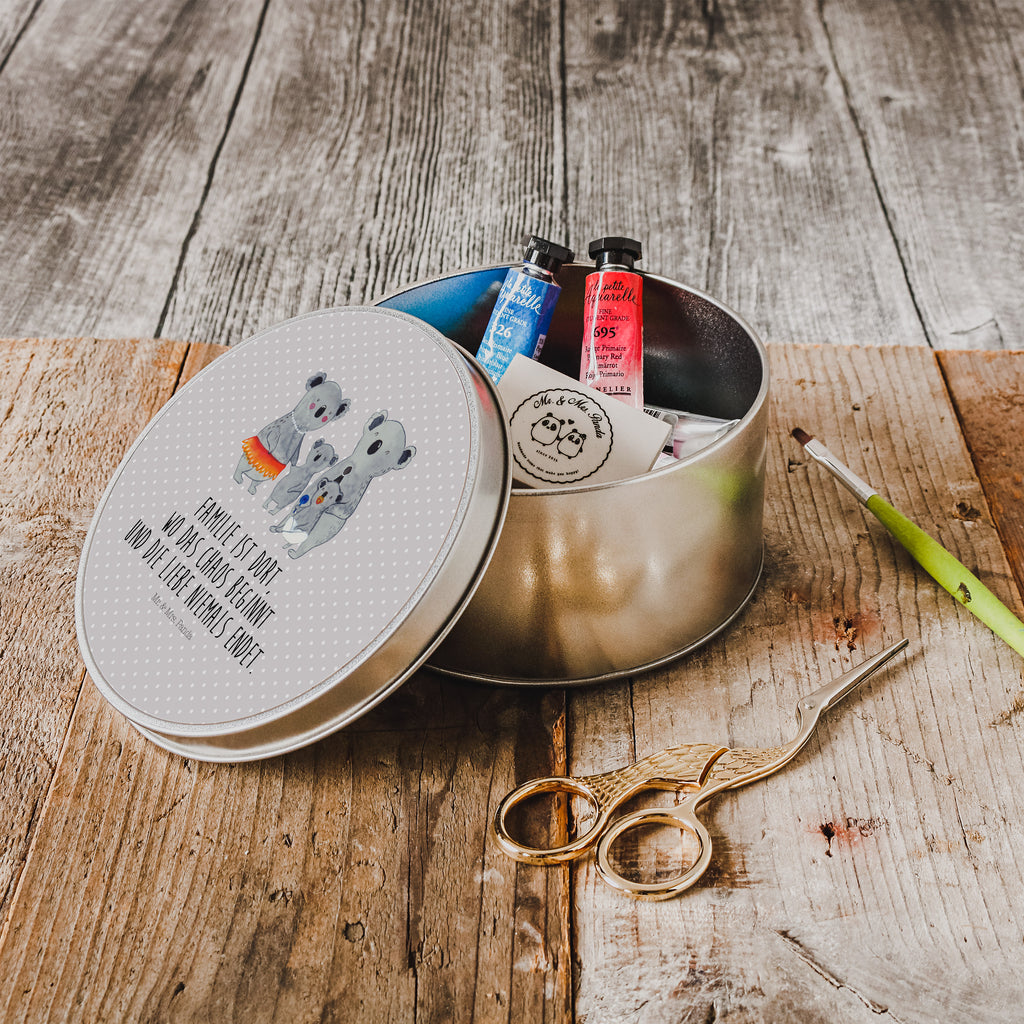 Blechdose rund Koala Familie Metalldose, Keksdose, Dose, Vorratsdose, Geschenkbox, Familie, Vatertag, Muttertag, Bruder, Schwester, Mama, Papa, Oma, Opa, Koala, Koalas, Family, Kinder, Geschwister, Familienleben