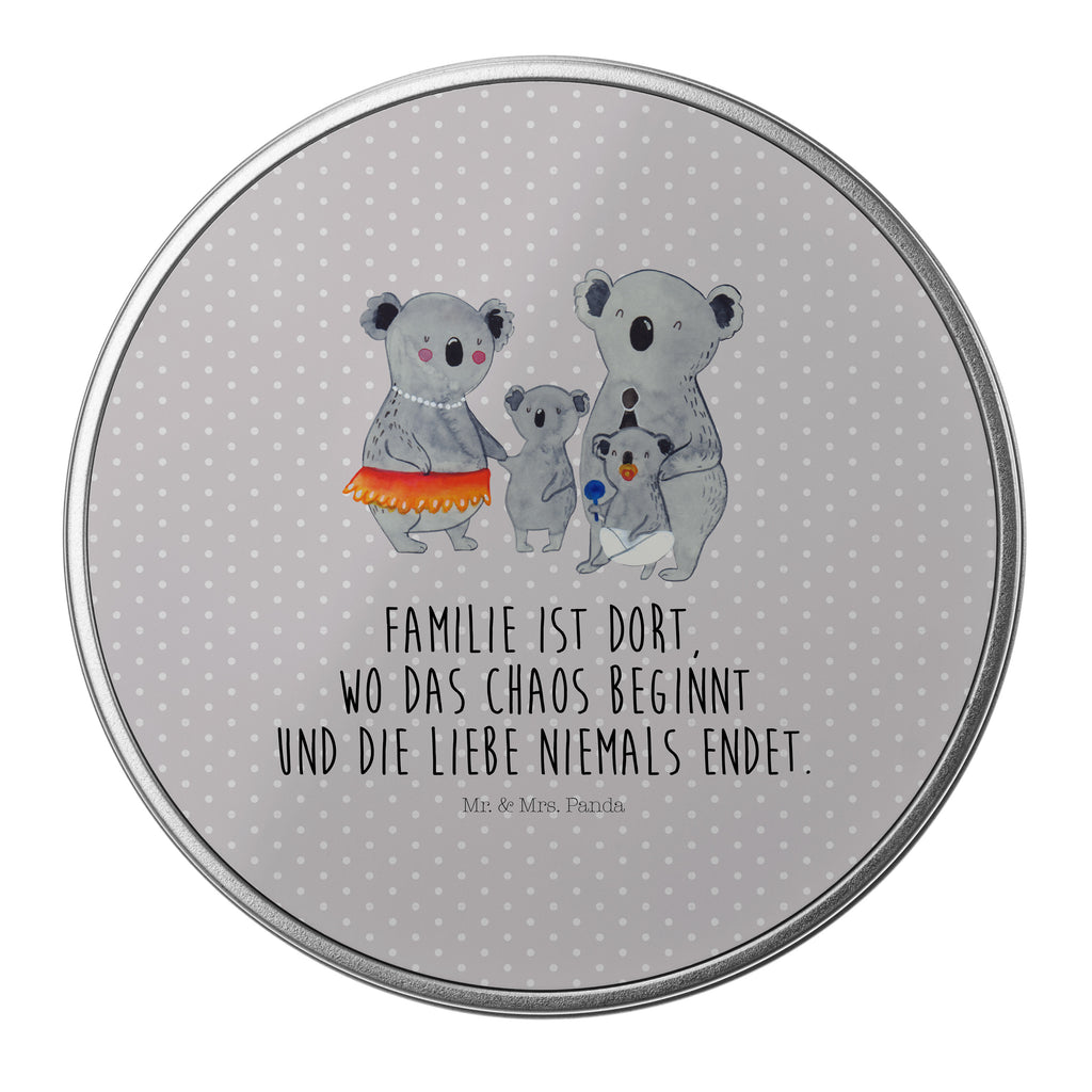 Blechdose rund Koala Familie Metalldose, Keksdose, Dose, Vorratsdose, Geschenkbox, Familie, Vatertag, Muttertag, Bruder, Schwester, Mama, Papa, Oma, Opa, Koala, Koalas, Family, Kinder, Geschwister, Familienleben