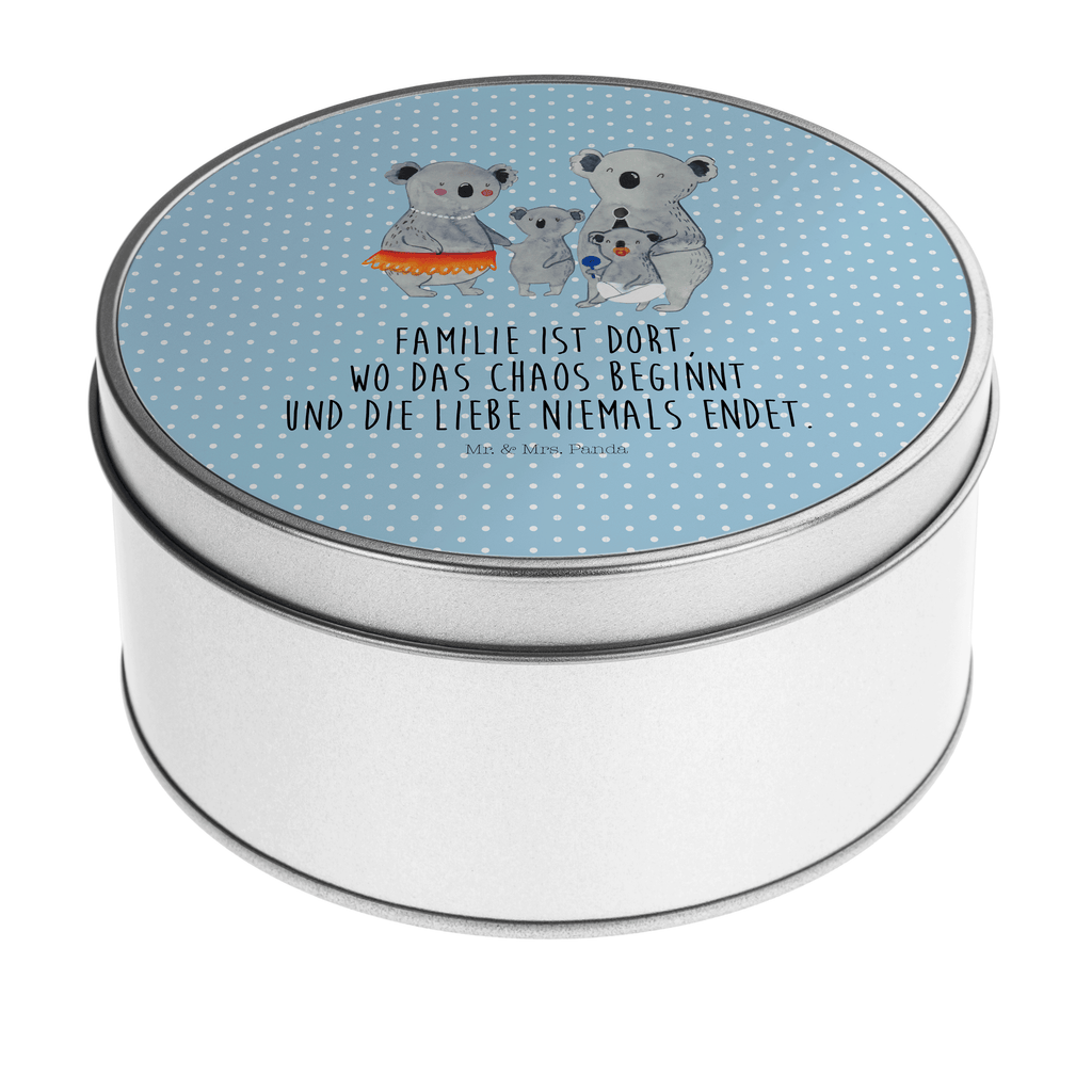 Blechdose rund Koala Familie Metalldose, Keksdose, Dose, Vorratsdose, Geschenkbox, Familie, Vatertag, Muttertag, Bruder, Schwester, Mama, Papa, Oma, Opa, Koala, Koalas, Family, Kinder, Geschwister, Familienleben