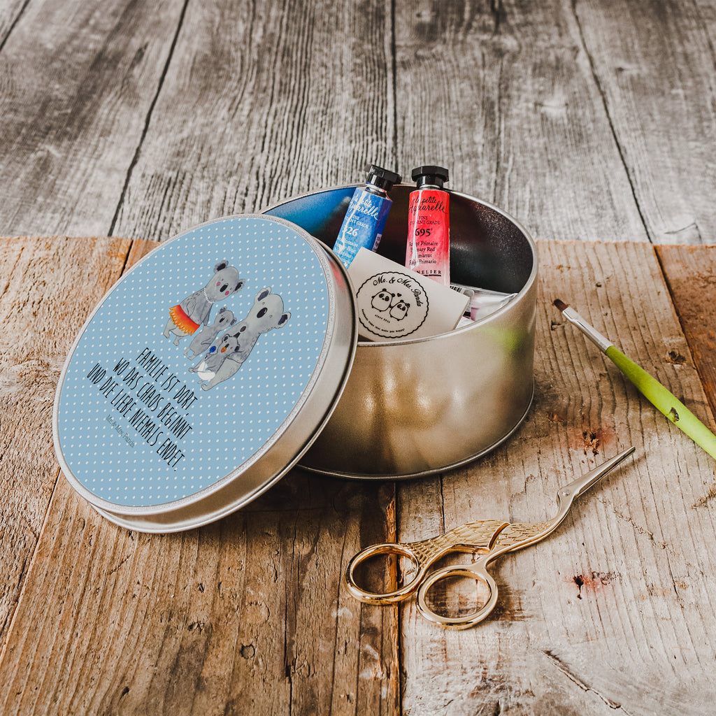 Blechdose rund Koala Familie Metalldose, Keksdose, Dose, Vorratsdose, Geschenkbox, Familie, Vatertag, Muttertag, Bruder, Schwester, Mama, Papa, Oma, Opa, Koala, Koalas, Family, Kinder, Geschwister, Familienleben