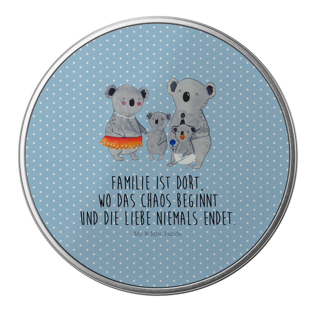 Blechdose rund Koala Familie Metalldose, Keksdose, Dose, Vorratsdose, Geschenkbox, Familie, Vatertag, Muttertag, Bruder, Schwester, Mama, Papa, Oma, Opa, Koala, Koalas, Family, Kinder, Geschwister, Familienleben