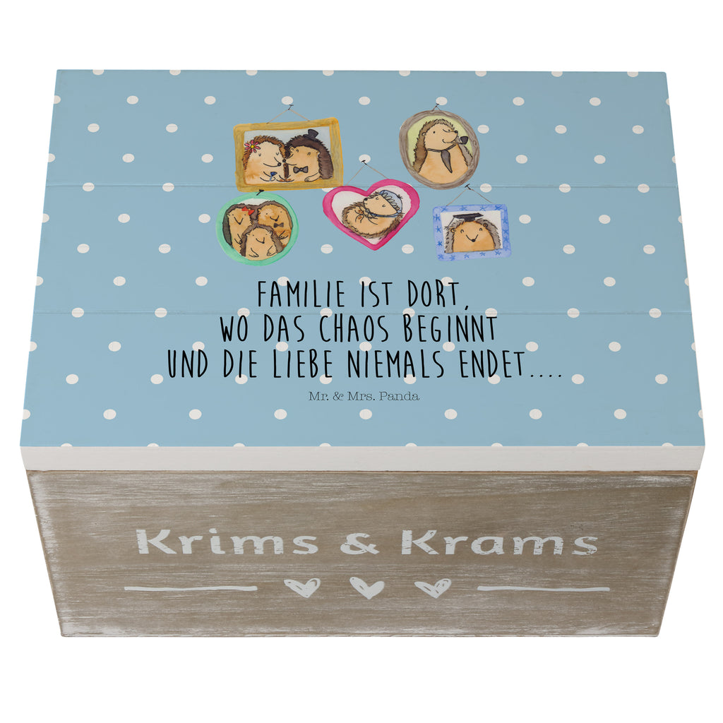 Holzkiste Igel Familie Holzkiste, Kiste, Schatzkiste, Truhe, Schatulle, XXL, Erinnerungsbox, Erinnerungskiste, Dekokiste, Aufbewahrungsbox, Familie, Vatertag, Muttertag, Bruder, Schwester, Mama, Papa, Oma, Opa, Liebe, Igel, Bilder, Zusammenhalt, Glück