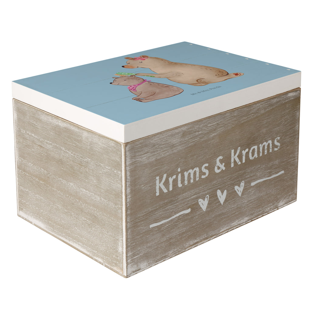 Holzkiste Bär mit Kind Holzkiste, Kiste, Schatzkiste, Truhe, Schatulle, XXL, Erinnerungsbox, Erinnerungskiste, Dekokiste, Aufbewahrungsbox, Familie, Vatertag, Muttertag, Bruder, Schwester, Mama, Papa, Oma, Opa, Geschenk, Mutti, Mutter