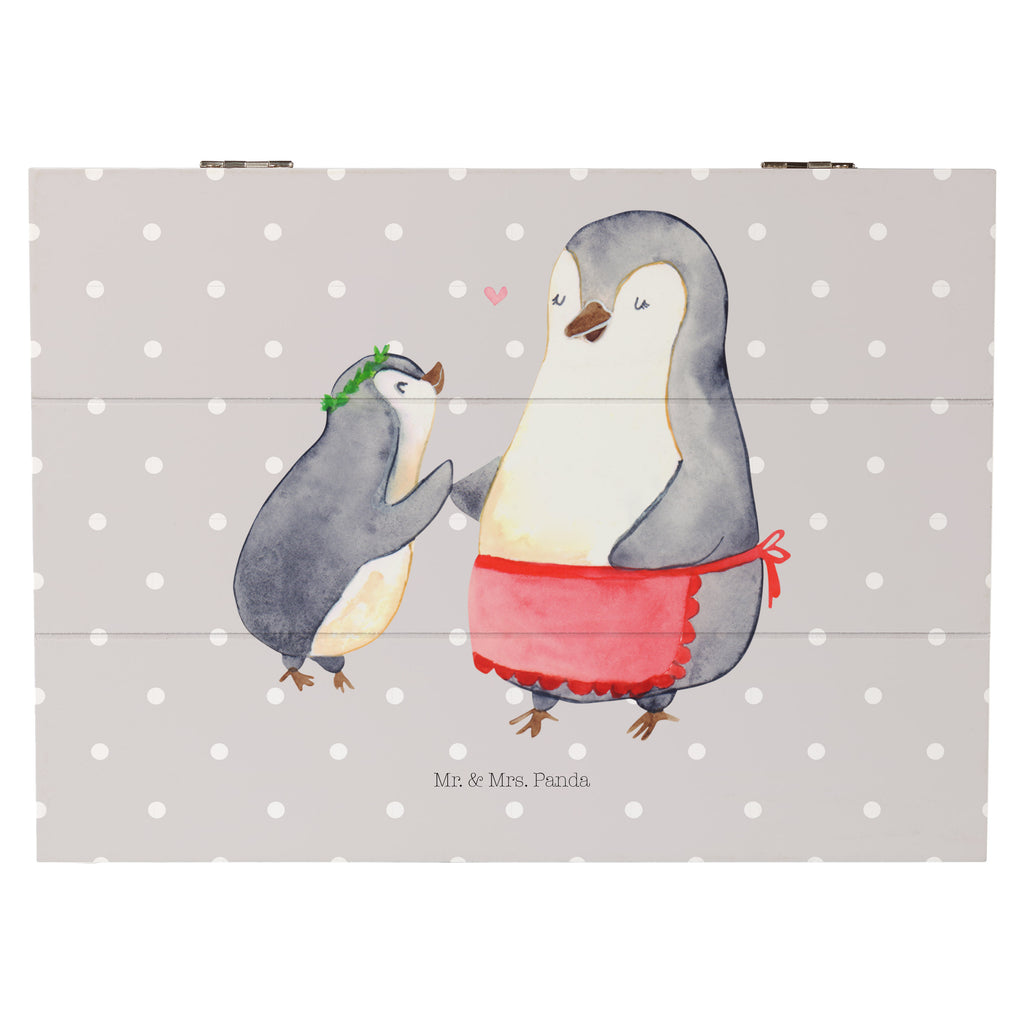Holzkiste Pinguin mit Kind Holzkiste, Kiste, Schatzkiste, Truhe, Schatulle, XXL, Erinnerungsbox, Erinnerungskiste, Dekokiste, Aufbewahrungsbox, Familie, Vatertag, Muttertag, Bruder, Schwester, Mama, Papa, Oma, Opa, Geschenk, Mami, Mutti, Mutter, Geburststag