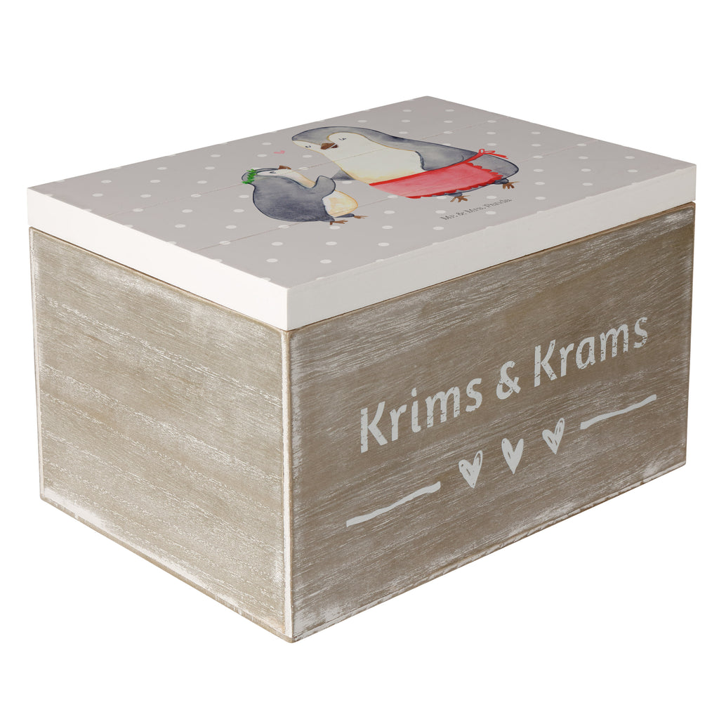 Holzkiste Pinguin mit Kind Holzkiste, Kiste, Schatzkiste, Truhe, Schatulle, XXL, Erinnerungsbox, Erinnerungskiste, Dekokiste, Aufbewahrungsbox, Familie, Vatertag, Muttertag, Bruder, Schwester, Mama, Papa, Oma, Opa, Geschenk, Mami, Mutti, Mutter, Geburststag