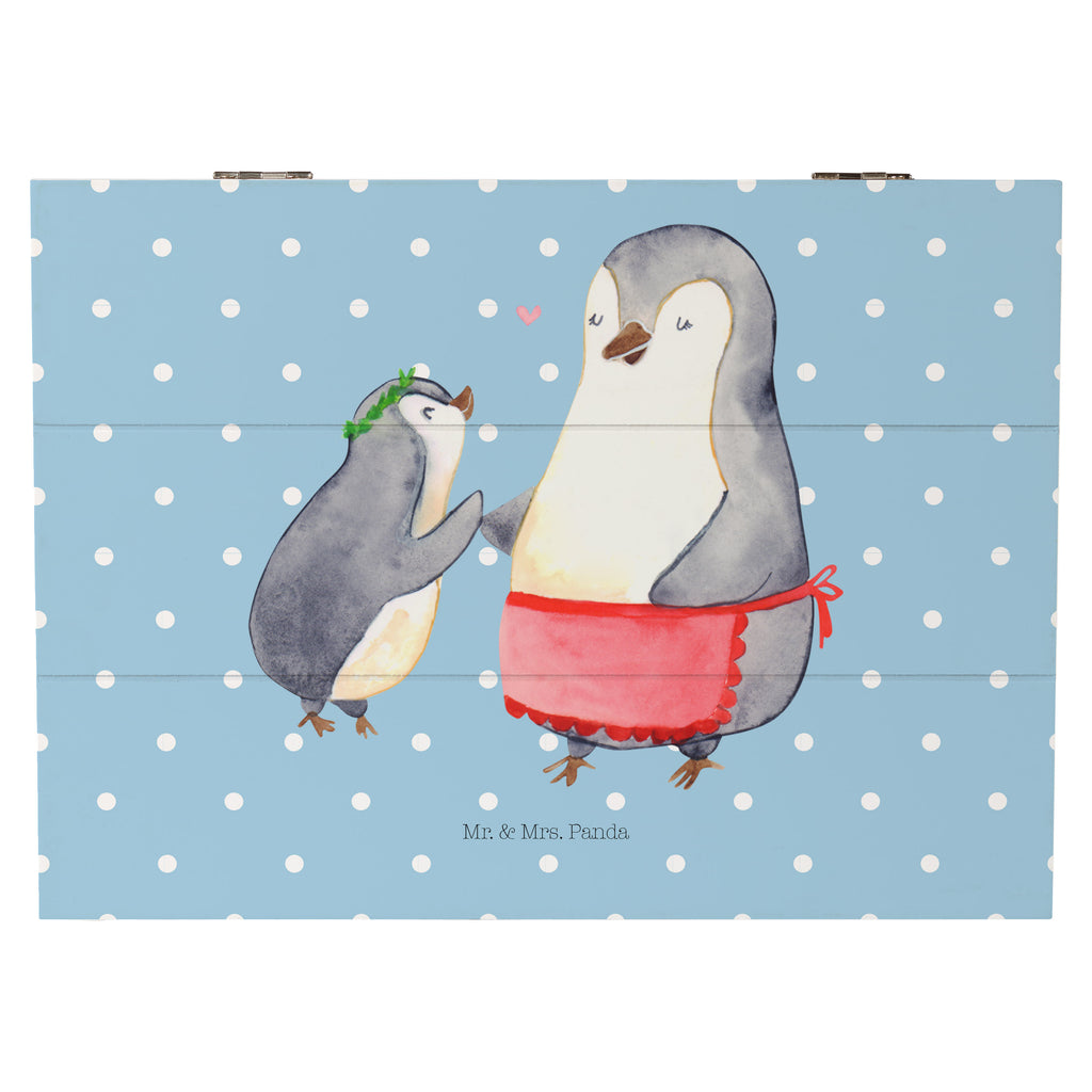 Holzkiste Pinguin mit Kind Holzkiste, Kiste, Schatzkiste, Truhe, Schatulle, XXL, Erinnerungsbox, Erinnerungskiste, Dekokiste, Aufbewahrungsbox, Familie, Vatertag, Muttertag, Bruder, Schwester, Mama, Papa, Oma, Opa, Geschenk, Mami, Mutti, Mutter, Geburststag