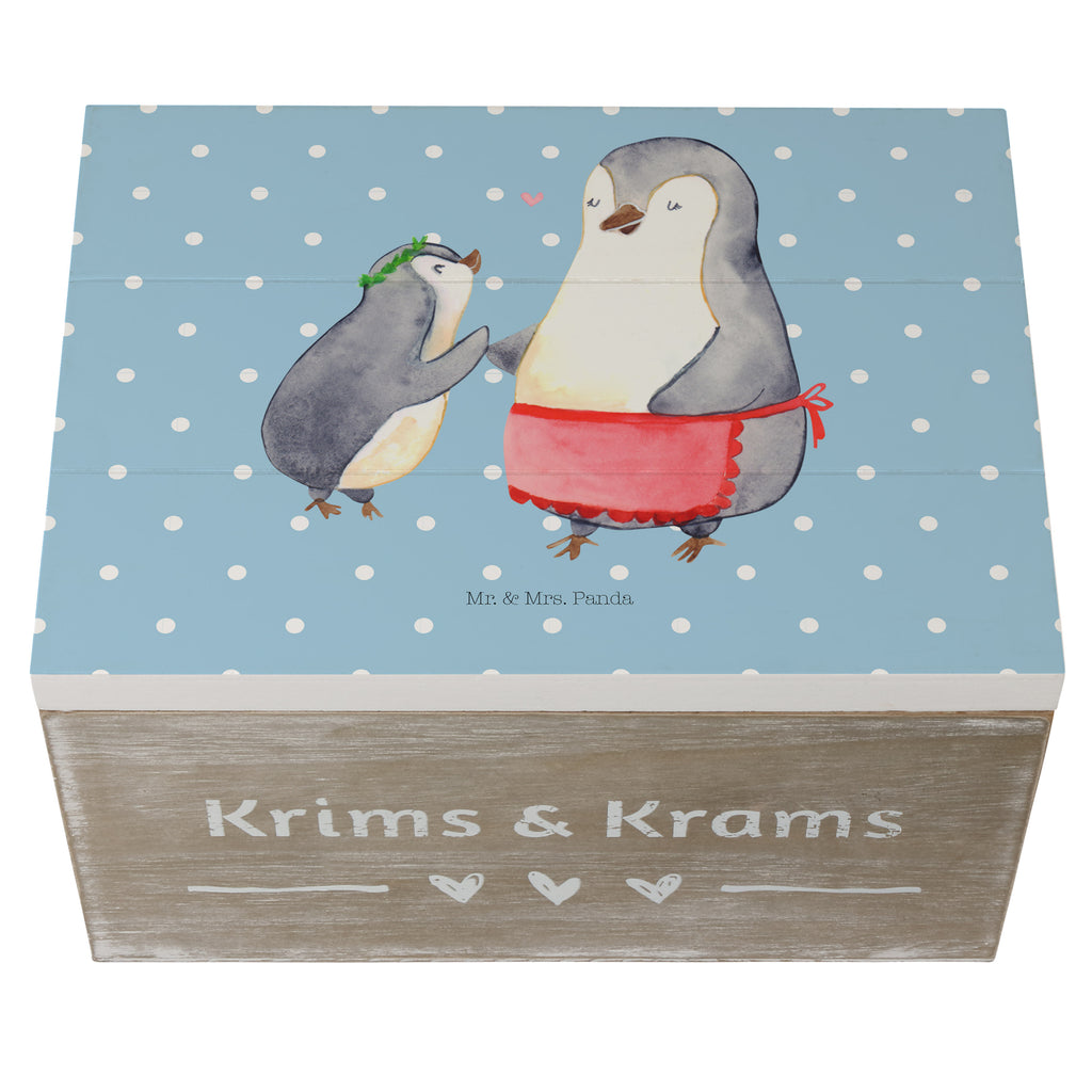 Holzkiste Pinguin mit Kind Holzkiste, Kiste, Schatzkiste, Truhe, Schatulle, XXL, Erinnerungsbox, Erinnerungskiste, Dekokiste, Aufbewahrungsbox, Familie, Vatertag, Muttertag, Bruder, Schwester, Mama, Papa, Oma, Opa, Geschenk, Mami, Mutti, Mutter, Geburststag