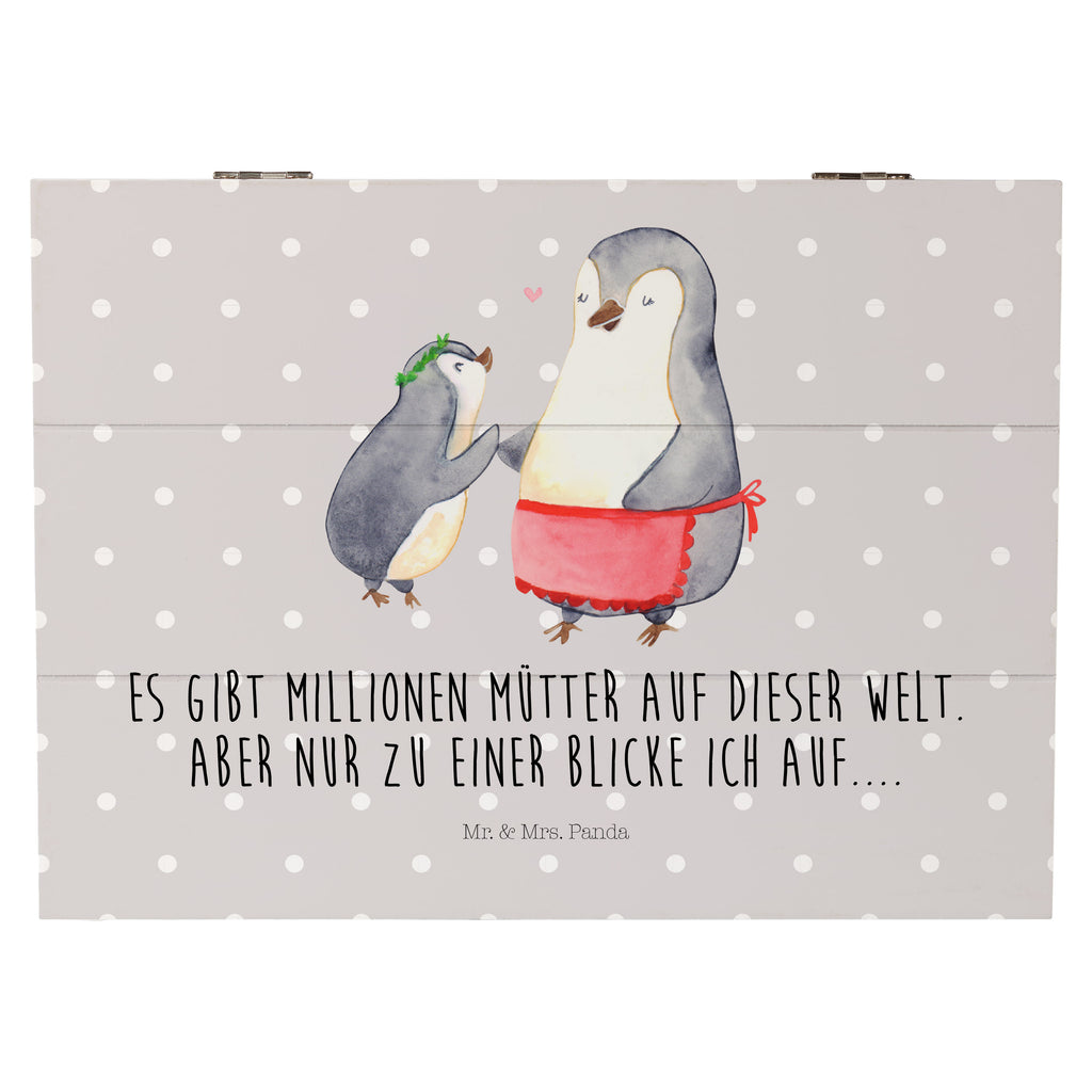 Holzkiste Pinguin mit Kind Holzkiste, Kiste, Schatzkiste, Truhe, Schatulle, XXL, Erinnerungsbox, Erinnerungskiste, Dekokiste, Aufbewahrungsbox, Familie, Vatertag, Muttertag, Bruder, Schwester, Mama, Papa, Oma, Opa, Geschenk, Mami, Mutti, Mutter, Geburststag