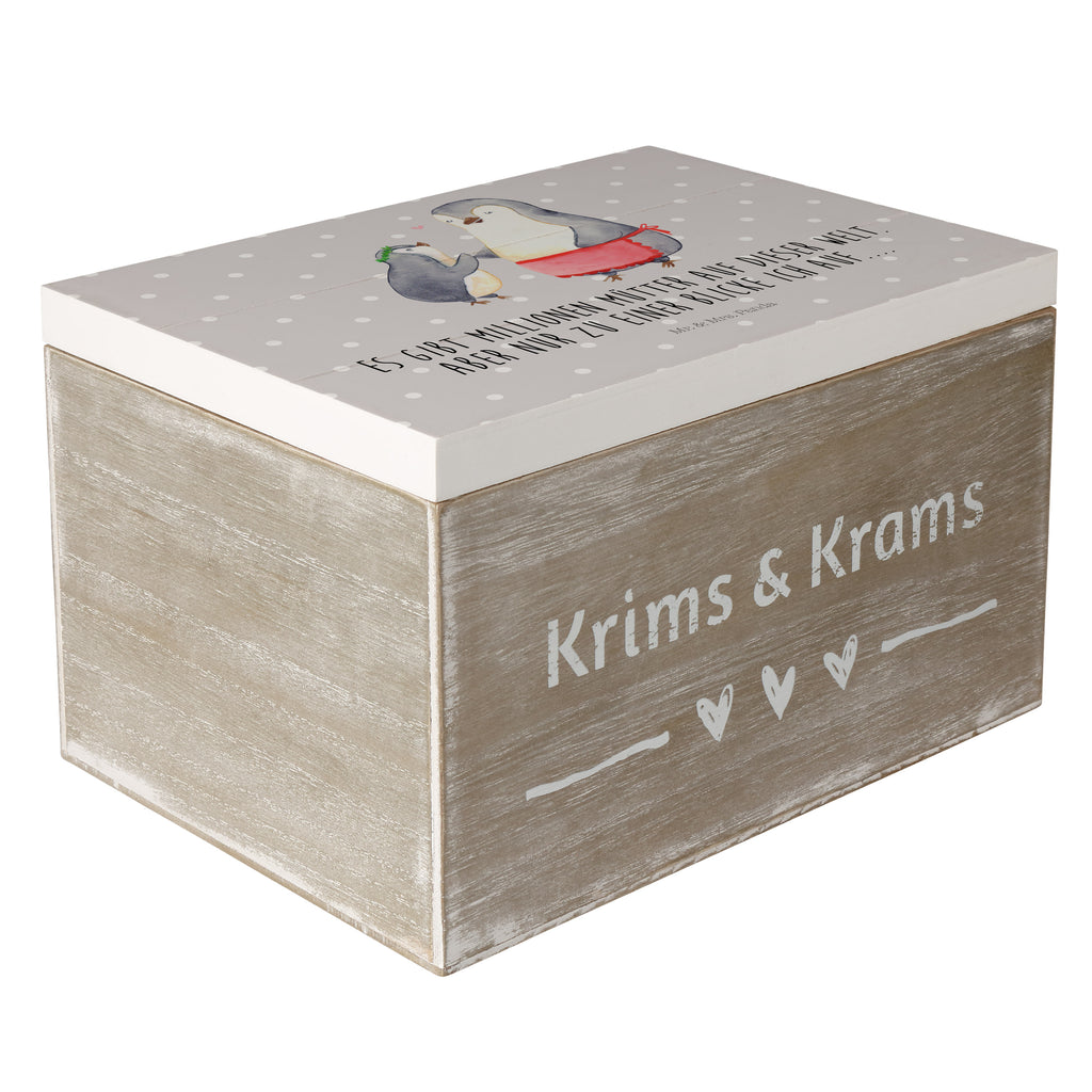 Holzkiste Pinguin mit Kind Holzkiste, Kiste, Schatzkiste, Truhe, Schatulle, XXL, Erinnerungsbox, Erinnerungskiste, Dekokiste, Aufbewahrungsbox, Familie, Vatertag, Muttertag, Bruder, Schwester, Mama, Papa, Oma, Opa, Geschenk, Mami, Mutti, Mutter, Geburststag
