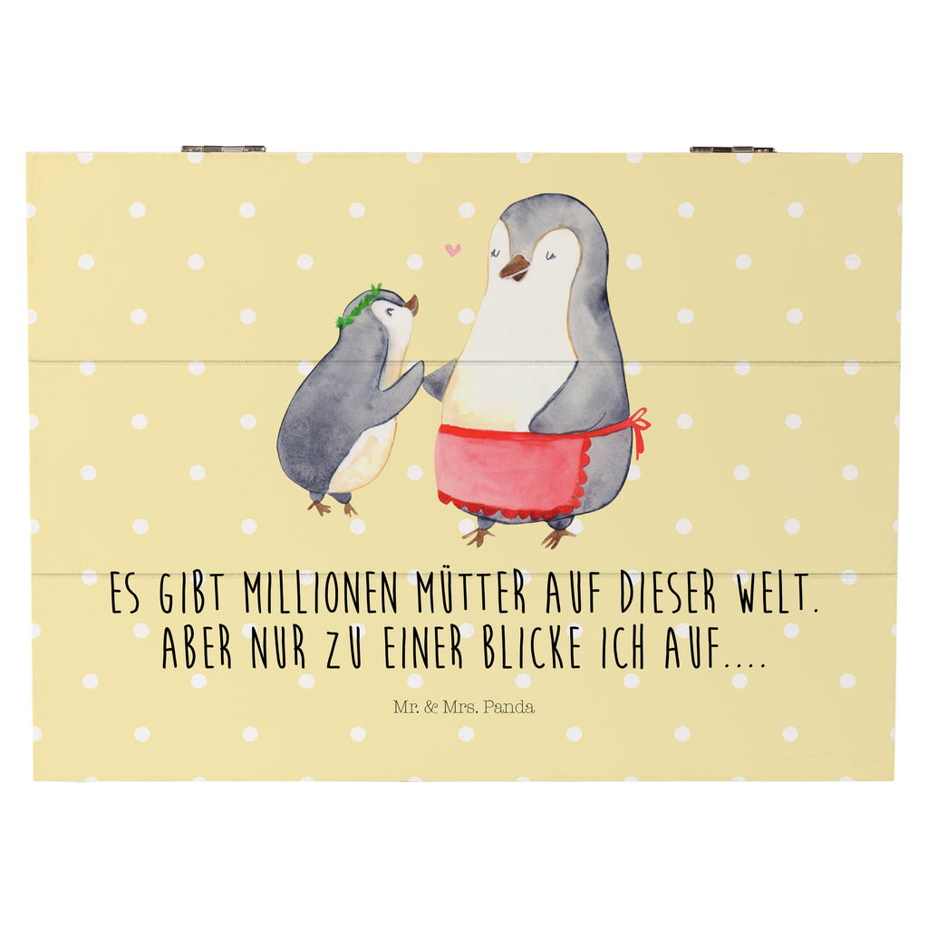 Holzkiste Pinguin mit Kind Holzkiste, Kiste, Schatzkiste, Truhe, Schatulle, XXL, Erinnerungsbox, Erinnerungskiste, Dekokiste, Aufbewahrungsbox, Familie, Vatertag, Muttertag, Bruder, Schwester, Mama, Papa, Oma, Opa, Geschenk, Mami, Mutti, Mutter, Geburststag