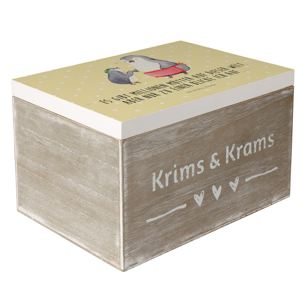 Holzkiste Pinguin mit Kind Holzkiste, Kiste, Schatzkiste, Truhe, Schatulle, XXL, Erinnerungsbox, Erinnerungskiste, Dekokiste, Aufbewahrungsbox, Familie, Vatertag, Muttertag, Bruder, Schwester, Mama, Papa, Oma, Opa, Geschenk, Mami, Mutti, Mutter, Geburststag