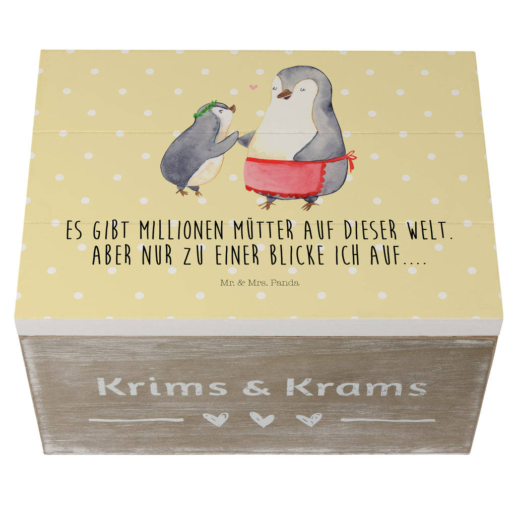 Holzkiste Pinguin mit Kind Holzkiste, Kiste, Schatzkiste, Truhe, Schatulle, XXL, Erinnerungsbox, Erinnerungskiste, Dekokiste, Aufbewahrungsbox, Familie, Vatertag, Muttertag, Bruder, Schwester, Mama, Papa, Oma, Opa, Geschenk, Mami, Mutti, Mutter, Geburststag