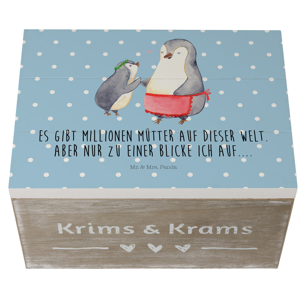 Holzkiste Pinguin mit Kind Holzkiste, Kiste, Schatzkiste, Truhe, Schatulle, XXL, Erinnerungsbox, Erinnerungskiste, Dekokiste, Aufbewahrungsbox, Familie, Vatertag, Muttertag, Bruder, Schwester, Mama, Papa, Oma, Opa, Geschenk, Mami, Mutti, Mutter, Geburststag