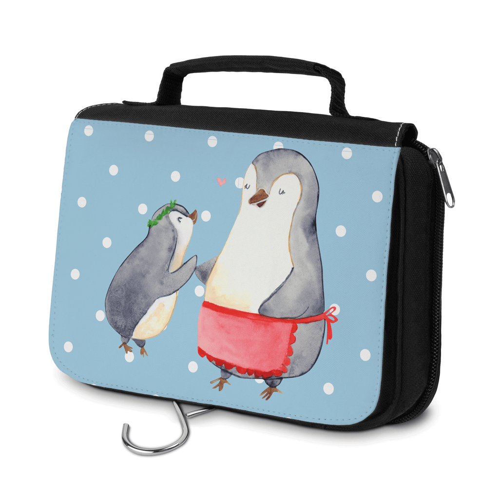 Kulturbeutel Pinguin mit Kind Kulturbeutel, Zum Aufhängen, Waschtasche, Kosmetiktasche, Damen, Herren, Aufbewahrungstasche, Schminktasche, Kosmetikbeutel, Organizer, Kulturtasche, Schminkutensil, Familie, Vatertag, Muttertag, Bruder, Schwester, Mama, Papa, Oma, Opa, Geschenk, Mami, Mutti, Mutter, Geburststag