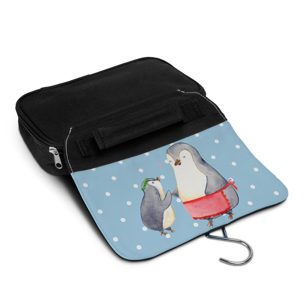 Kulturbeutel Pinguin mit Kind Kulturbeutel, Zum Aufhängen, Waschtasche, Kosmetiktasche, Damen, Herren, Aufbewahrungstasche, Schminktasche, Kosmetikbeutel, Organizer, Kulturtasche, Schminkutensil, Familie, Vatertag, Muttertag, Bruder, Schwester, Mama, Papa, Oma, Opa, Geschenk, Mami, Mutti, Mutter, Geburststag