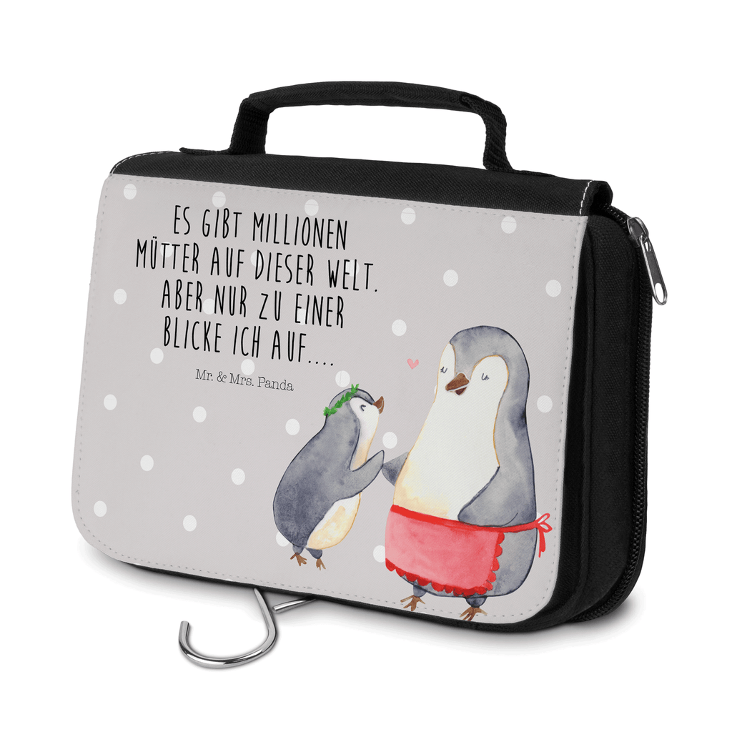 Kulturbeutel Pinguin mit Kind Kulturbeutel, Zum Aufhängen, Waschtasche, Kosmetiktasche, Damen, Herren, Aufbewahrungstasche, Schminktasche, Kosmetikbeutel, Organizer, Kulturtasche, Schminkutensil, Familie, Vatertag, Muttertag, Bruder, Schwester, Mama, Papa, Oma, Opa, Geschenk, Mami, Mutti, Mutter, Geburststag