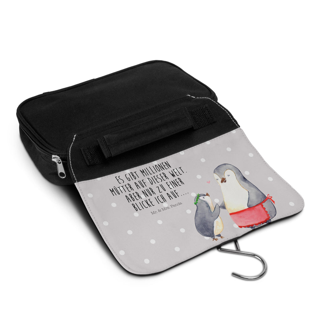 Kulturbeutel Pinguin mit Kind Kulturbeutel, Zum Aufhängen, Waschtasche, Kosmetiktasche, Damen, Herren, Aufbewahrungstasche, Schminktasche, Kosmetikbeutel, Organizer, Kulturtasche, Schminkutensil, Familie, Vatertag, Muttertag, Bruder, Schwester, Mama, Papa, Oma, Opa, Geschenk, Mami, Mutti, Mutter, Geburststag