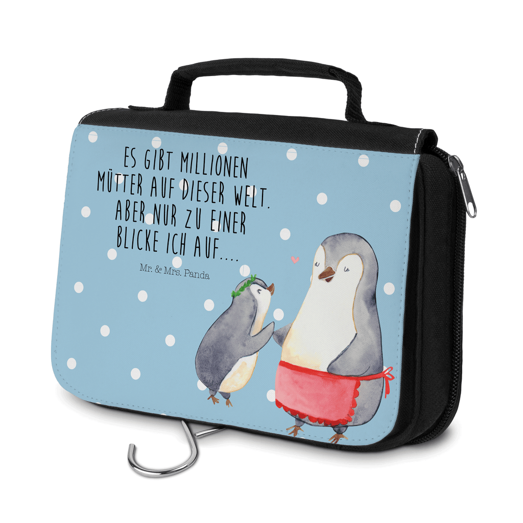 Kulturbeutel Pinguin mit Kind Kulturbeutel, Zum Aufhängen, Waschtasche, Kosmetiktasche, Damen, Herren, Aufbewahrungstasche, Schminktasche, Kosmetikbeutel, Organizer, Kulturtasche, Schminkutensil, Familie, Vatertag, Muttertag, Bruder, Schwester, Mama, Papa, Oma, Opa, Geschenk, Mami, Mutti, Mutter, Geburststag