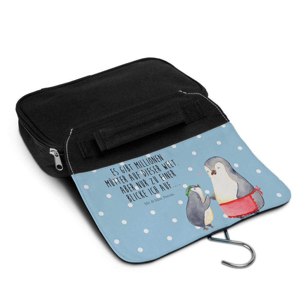 Kulturbeutel Pinguin mit Kind Kulturbeutel, Zum Aufhängen, Waschtasche, Kosmetiktasche, Damen, Herren, Aufbewahrungstasche, Schminktasche, Kosmetikbeutel, Organizer, Kulturtasche, Schminkutensil, Familie, Vatertag, Muttertag, Bruder, Schwester, Mama, Papa, Oma, Opa, Geschenk, Mami, Mutti, Mutter, Geburststag