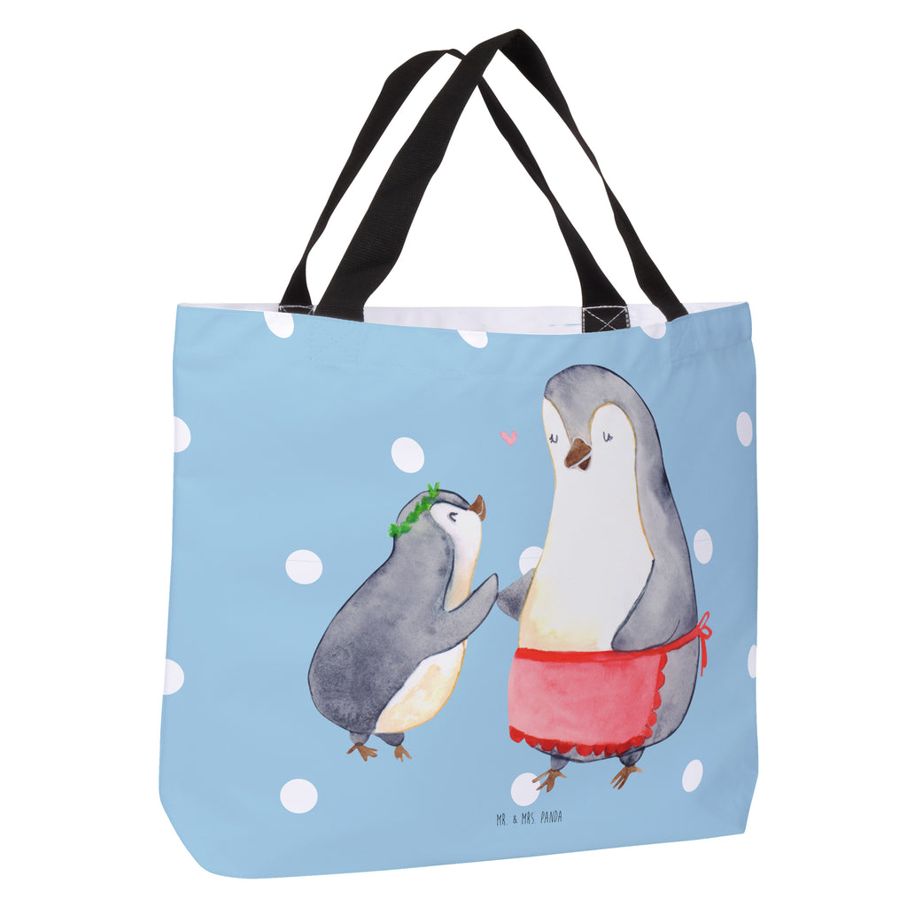 Shopper Pinguin mit Kind Beutel, Einkaufstasche, Tasche, Strandtasche, Einkaufsbeutel, Shopper, Schultasche, Freizeittasche, Tragebeutel, Schulbeutel, Alltagstasche, Familie, Vatertag, Muttertag, Bruder, Schwester, Mama, Papa, Oma, Opa, Geschenk, Mami, Mutti, Mutter, Geburststag