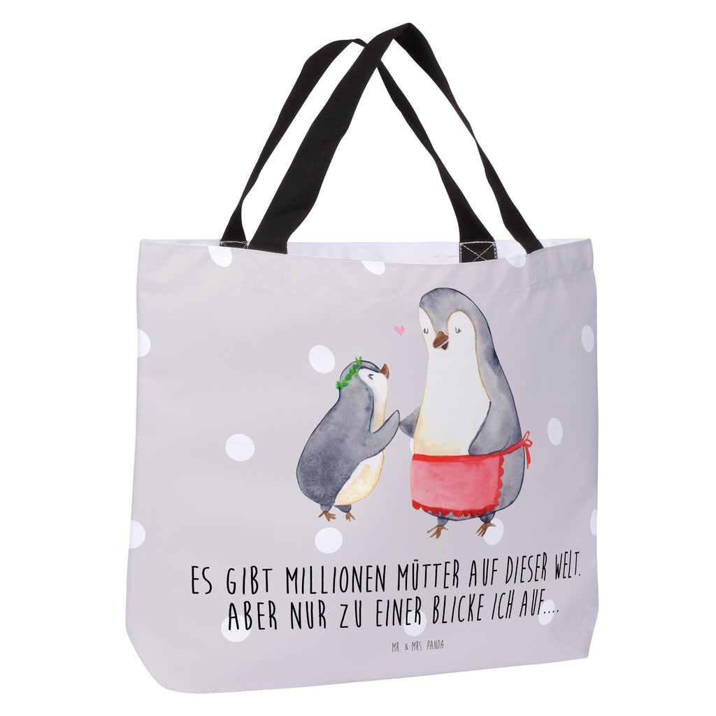 Shopper Pinguin mit Kind Beutel, Einkaufstasche, Tasche, Strandtasche, Einkaufsbeutel, Shopper, Schultasche, Freizeittasche, Tragebeutel, Schulbeutel, Alltagstasche, Familie, Vatertag, Muttertag, Bruder, Schwester, Mama, Papa, Oma, Opa, Geschenk, Mami, Mutti, Mutter, Geburststag