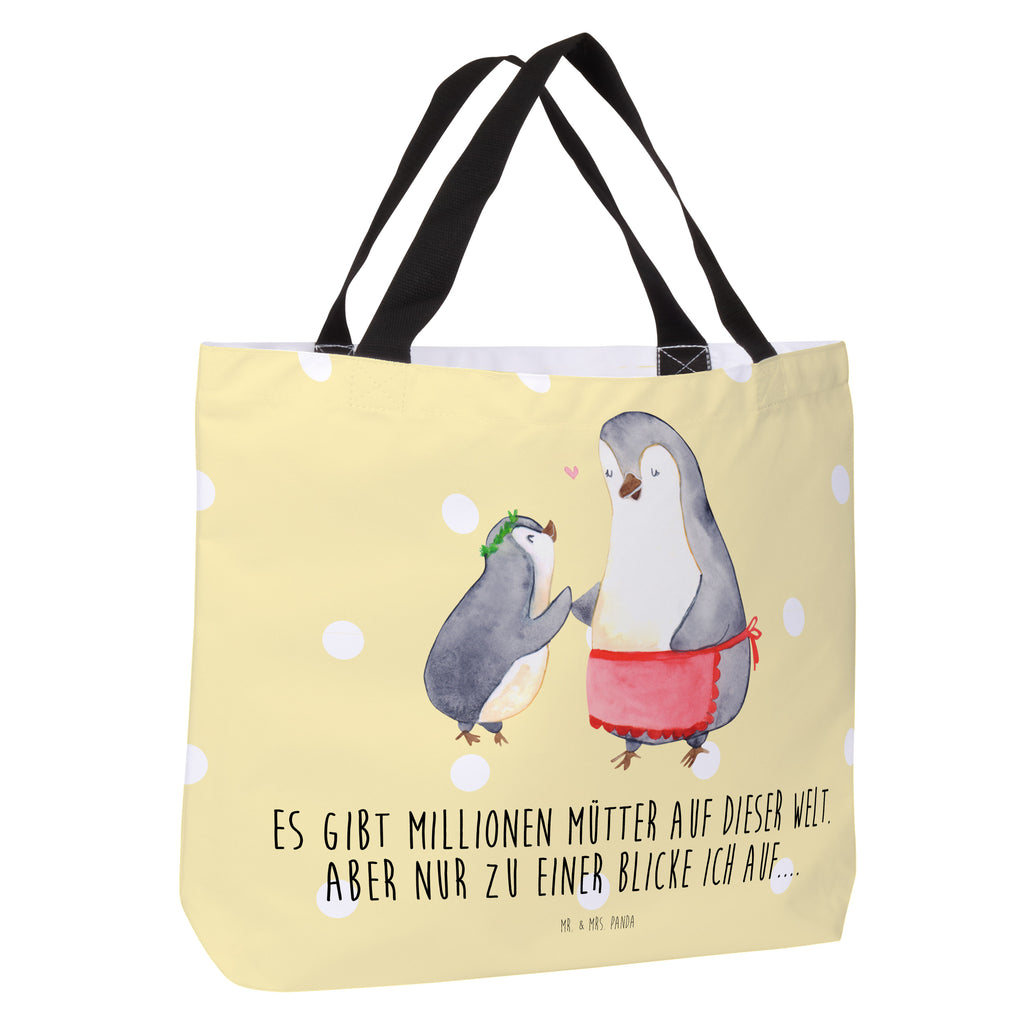 Shopper Pinguin mit Kind Beutel, Einkaufstasche, Tasche, Strandtasche, Einkaufsbeutel, Shopper, Schultasche, Freizeittasche, Tragebeutel, Schulbeutel, Alltagstasche, Familie, Vatertag, Muttertag, Bruder, Schwester, Mama, Papa, Oma, Opa, Geschenk, Mami, Mutti, Mutter, Geburststag