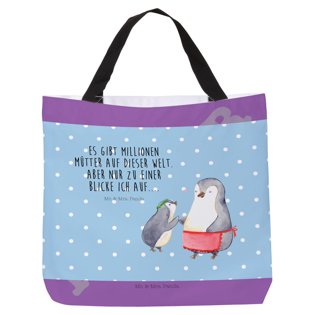 Shopper Pinguin mit Kind Beutel, Einkaufstasche, Tasche, Strandtasche, Einkaufsbeutel, Shopper, Schultasche, Freizeittasche, Tragebeutel, Schulbeutel, Alltagstasche, Familie, Vatertag, Muttertag, Bruder, Schwester, Mama, Papa, Oma, Opa, Geschenk, Mami, Mutti, Mutter, Geburststag