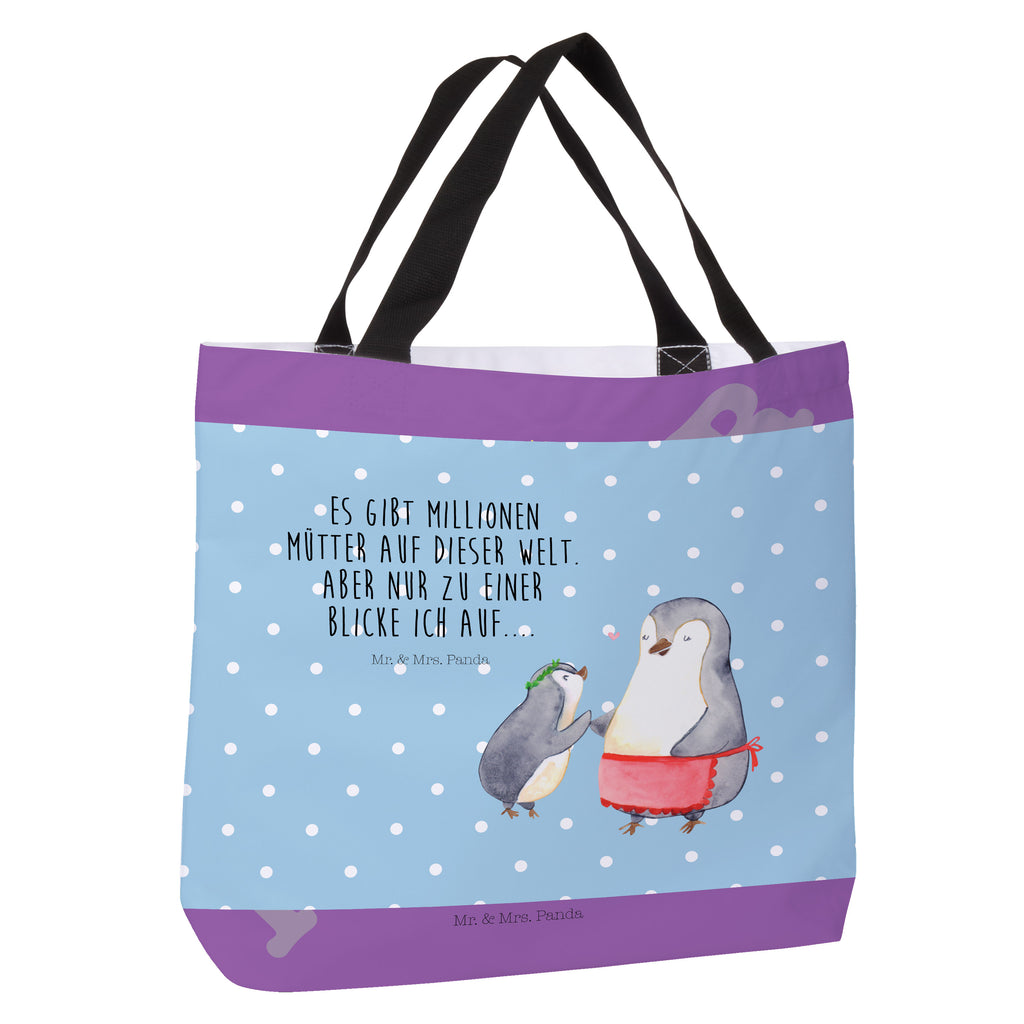Shopper Pinguin mit Kind Beutel, Einkaufstasche, Tasche, Strandtasche, Einkaufsbeutel, Shopper, Schultasche, Freizeittasche, Tragebeutel, Schulbeutel, Alltagstasche, Familie, Vatertag, Muttertag, Bruder, Schwester, Mama, Papa, Oma, Opa, Geschenk, Mami, Mutti, Mutter, Geburststag