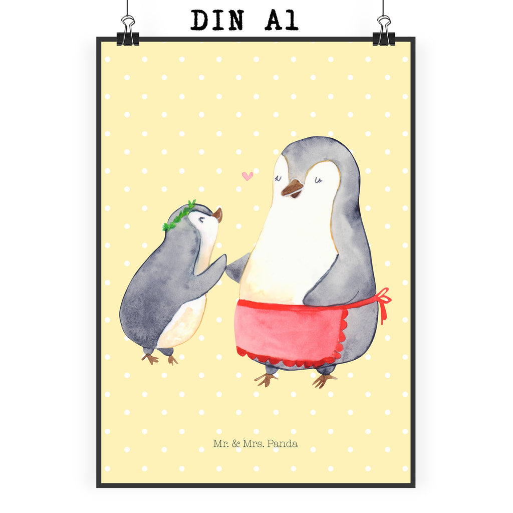 Poster Pinguin mit Kind Geschenk, Muttertag, Mama, Mami, Mutti, Mutter, Geburststag Poster, Wandposter, Bild, Wanddeko, Küchenposter, Kinderposter, Wanddeko Bild, Raumdekoration, Wanddekoration, Handgemaltes Poster, Mr. & Mrs. Panda Poster, Designposter, Kunstdruck, Posterdruck  Familie, Vatertag, Muttertag, Bruder, Schwester, Mama, Papa, Oma, Opa