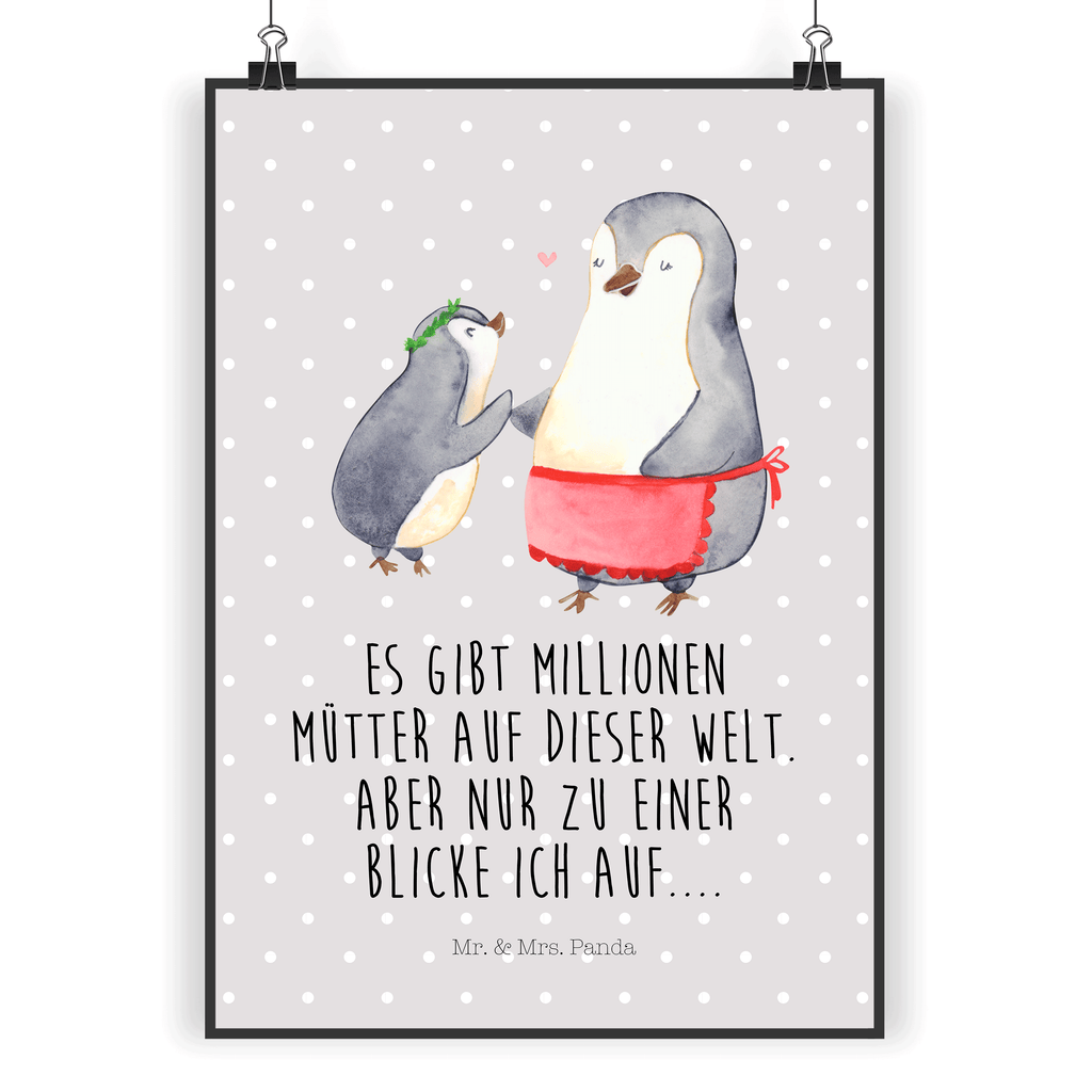 Poster Pinguin mit Kind Geschenk, Muttertag, Mama, Mami, Mutti, Mutter, Geburststag Poster, Wandposter, Bild, Wanddeko, Küchenposter, Kinderposter, Wanddeko Bild, Raumdekoration, Wanddekoration, Handgemaltes Poster, Mr. & Mrs. Panda Poster, Designposter, Kunstdruck, Posterdruck  Familie, Vatertag, Muttertag, Bruder, Schwester, Mama, Papa, Oma, Opa