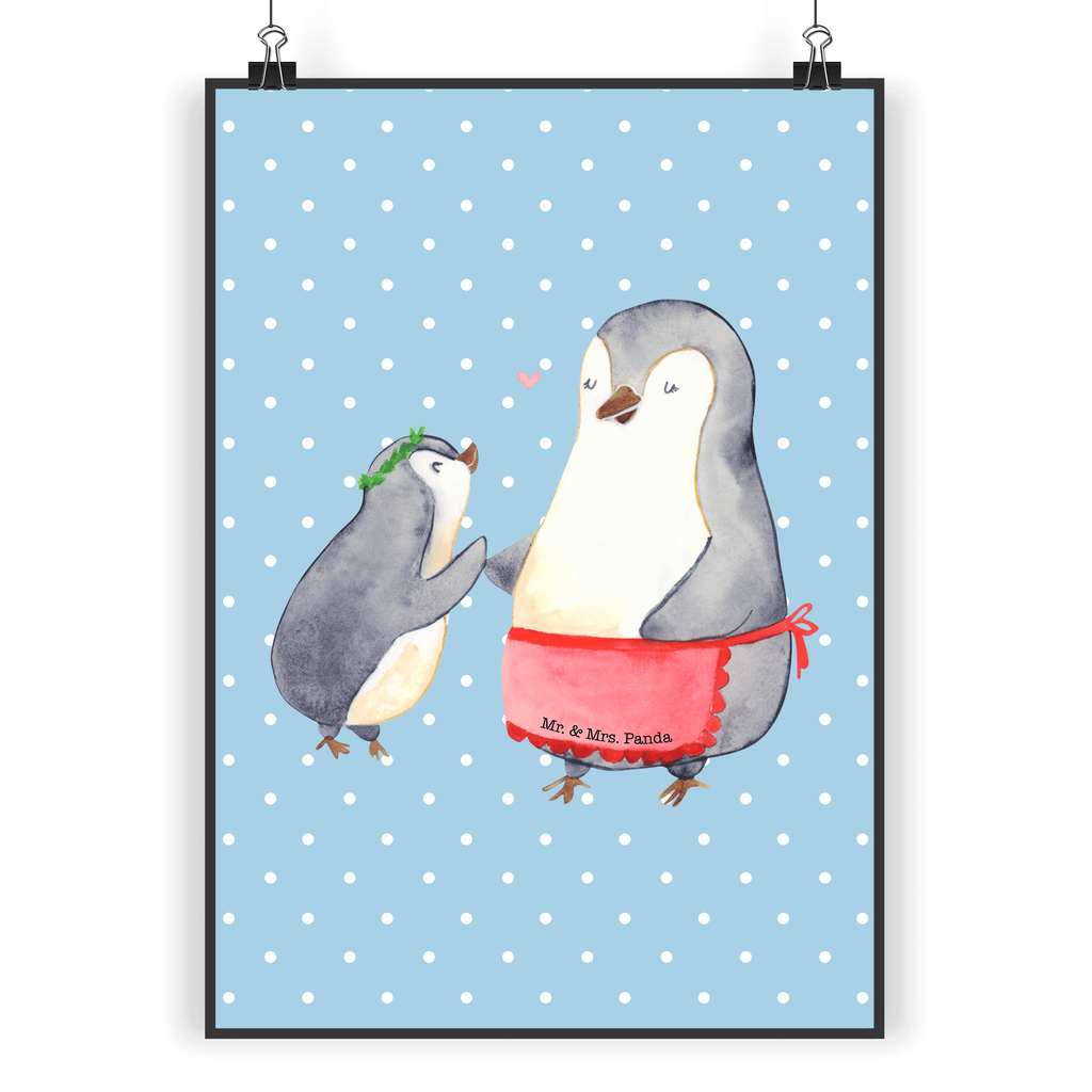 Poster Pinguin mit Kind Geschenk, Muttertag, Mama, Mami, Mutti, Mutter, Geburststag Poster, Wandposter, Bild, Wanddeko, Küchenposter, Kinderposter, Wanddeko Bild, Raumdekoration, Wanddekoration, Handgemaltes Poster, Mr. & Mrs. Panda Poster, Designposter, Kunstdruck, Posterdruck  Familie, Vatertag, Muttertag, Bruder, Schwester, Mama, Papa, Oma, Opa