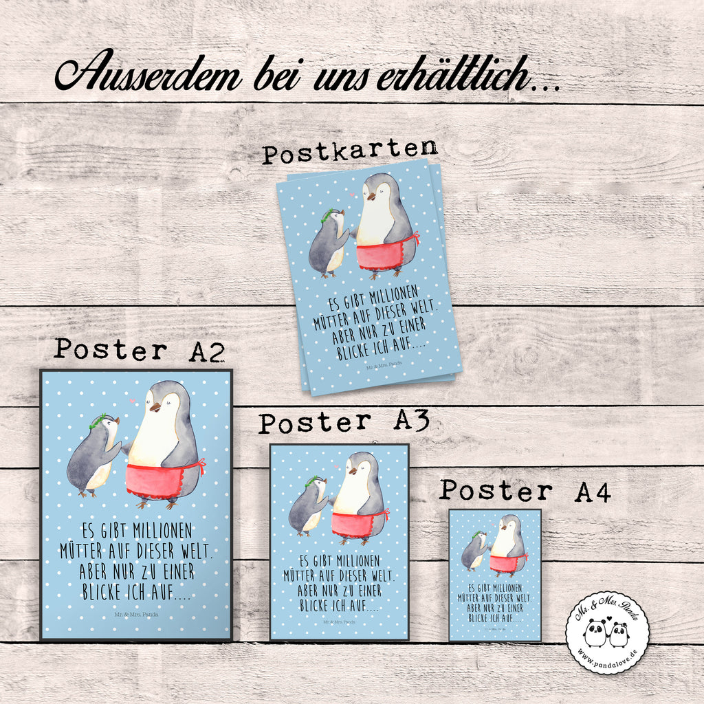 Poster Pinguin mit Kind Geschenk, Muttertag, Mama, Mami, Mutti, Mutter, Geburststag Poster, Wandposter, Bild, Wanddeko, Küchenposter, Kinderposter, Wanddeko Bild, Raumdekoration, Wanddekoration, Handgemaltes Poster, Mr. & Mrs. Panda Poster, Designposter, Kunstdruck, Posterdruck  Familie, Vatertag, Muttertag, Bruder, Schwester, Mama, Papa, Oma, Opa
