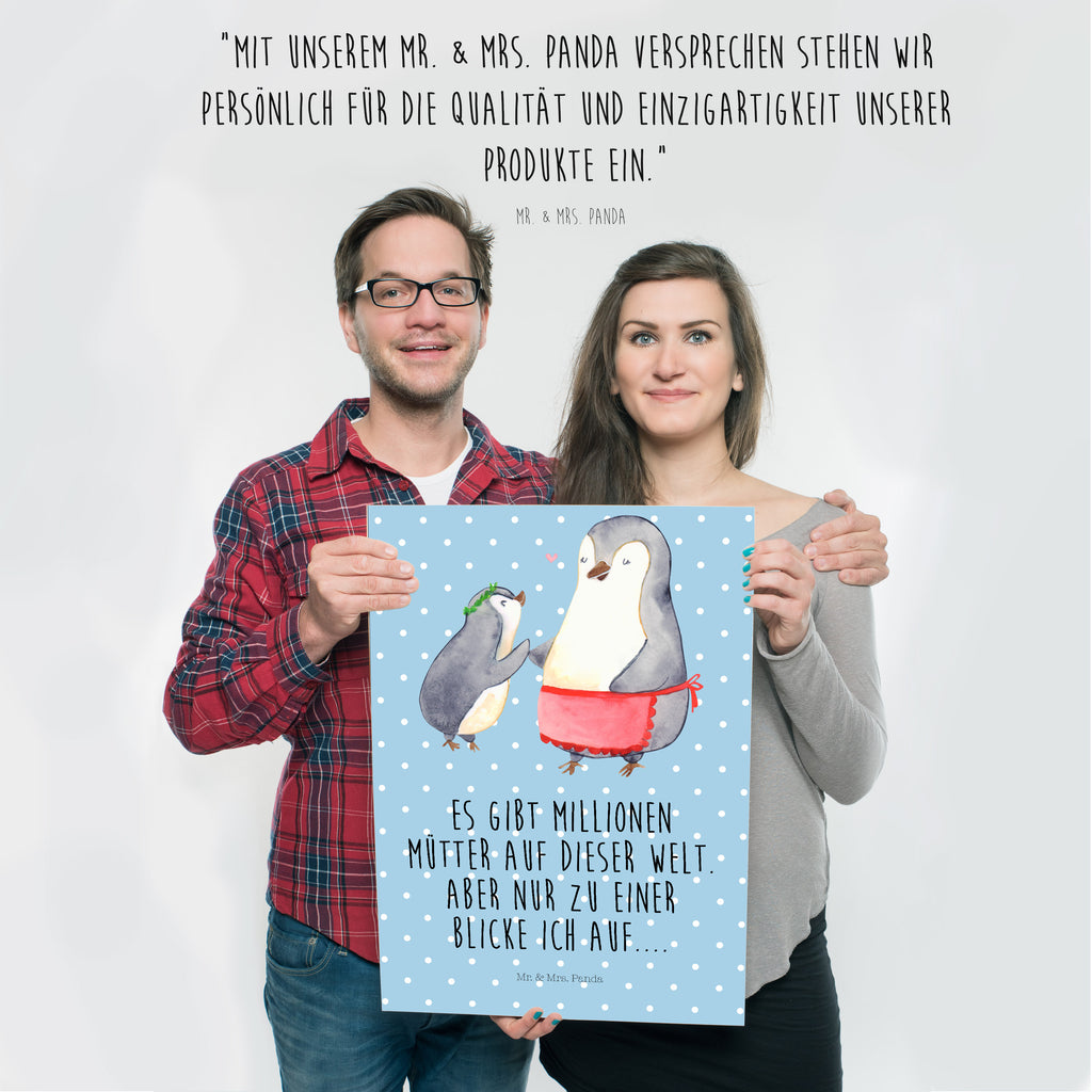 Poster Pinguin mit Kind Geschenk, Muttertag, Mama, Mami, Mutti, Mutter, Geburststag Poster, Wandposter, Bild, Wanddeko, Küchenposter, Kinderposter, Wanddeko Bild, Raumdekoration, Wanddekoration, Handgemaltes Poster, Mr. & Mrs. Panda Poster, Designposter, Kunstdruck, Posterdruck  Familie, Vatertag, Muttertag, Bruder, Schwester, Mama, Papa, Oma, Opa