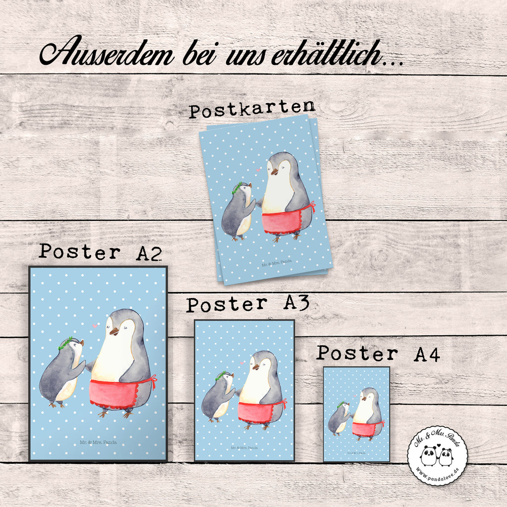 Poster Pinguin mit Kind Geschenk, Muttertag, Mama, Mami, Mutti, Mutter, Geburststag Poster, Wandposter, Bild, Wanddeko, Küchenposter, Kinderposter, Wanddeko Bild, Raumdekoration, Wanddekoration, Handgemaltes Poster, Mr. & Mrs. Panda Poster, Designposter, Kunstdruck, Posterdruck  Familie, Vatertag, Muttertag, Bruder, Schwester, Mama, Papa, Oma, Opa