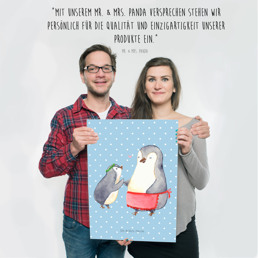 Poster Pinguin mit Kind Geschenk, Muttertag, Mama, Mami, Mutti, Mutter, Geburststag Poster, Wandposter, Bild, Wanddeko, Küchenposter, Kinderposter, Wanddeko Bild, Raumdekoration, Wanddekoration, Handgemaltes Poster, Mr. & Mrs. Panda Poster, Designposter, Kunstdruck, Posterdruck  Familie, Vatertag, Muttertag, Bruder, Schwester, Mama, Papa, Oma, Opa