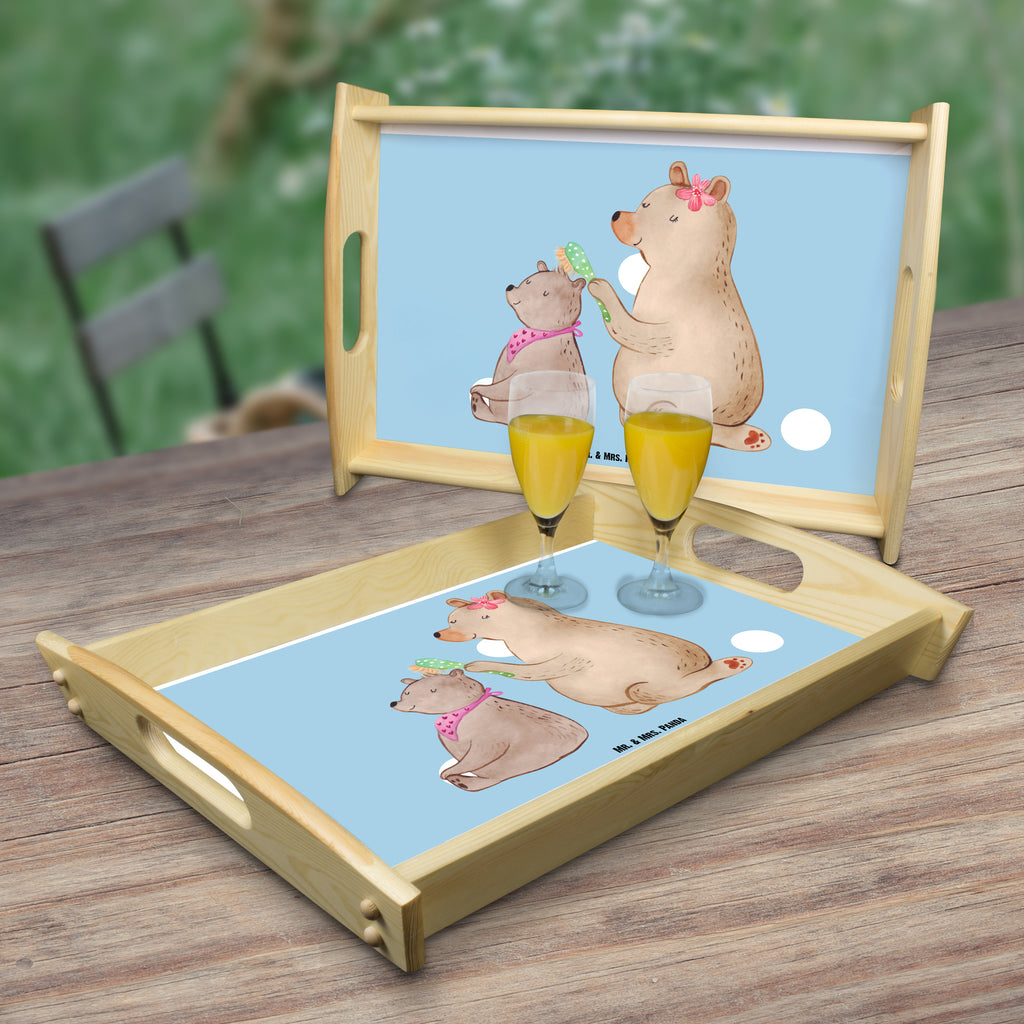 Serviertablett Bär mit Kind Tablett, Holztablett, Küchentablett, Dekotablett, Frühstückstablett, Familie, Vatertag, Muttertag, Bruder, Schwester, Mama, Papa, Oma, Opa, Geschenk, Mutti, Mutter